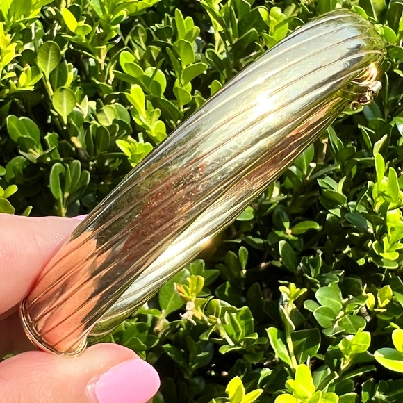VINTAGE MADE IN ITALY HINGED WIDE BANGLE BRACELET GOLD WASH 925 STERLING SILVER